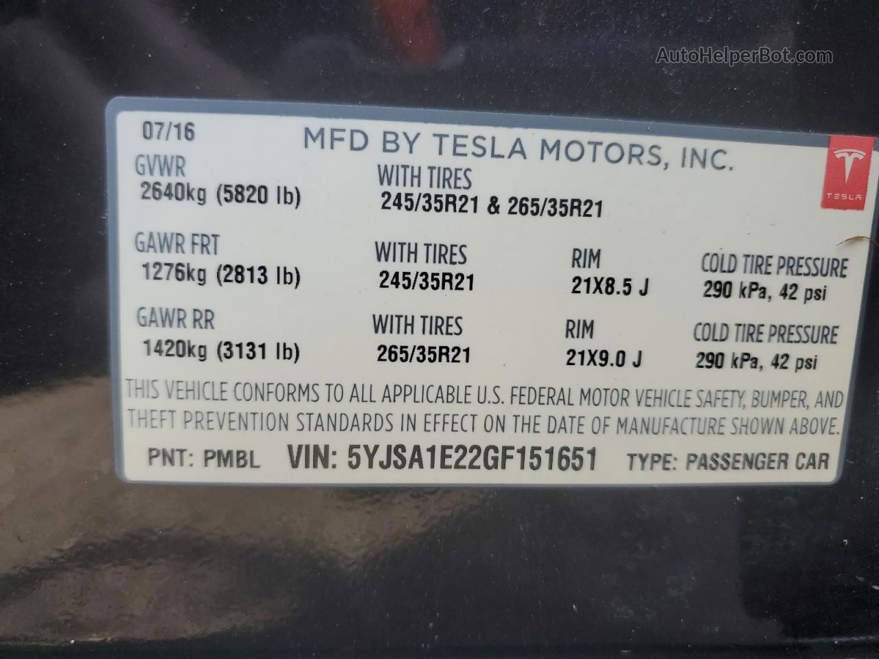 2016 Tesla Model S  Черный vin: 5YJSA1E22GF151651