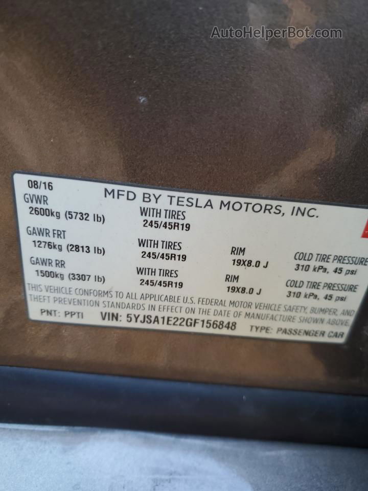 2016 Tesla Model S  Silver vin: 5YJSA1E22GF156848