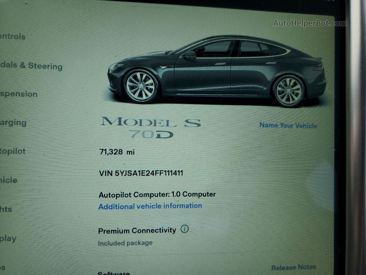 2015 Tesla Model S  Gray vin: 5YJSA1E24FF111411