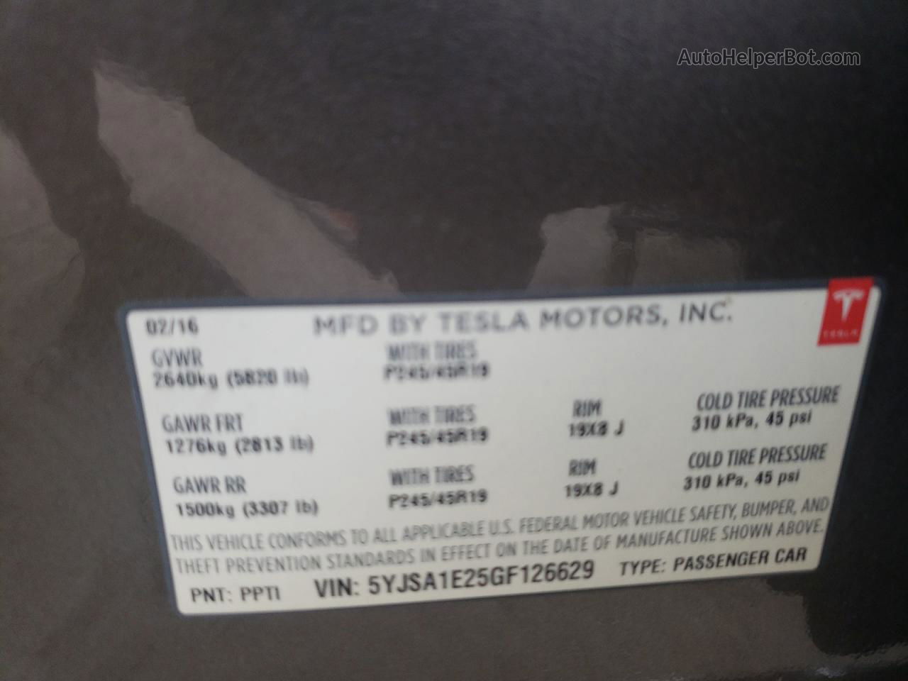 2016 Tesla Model S  Gray vin: 5YJSA1E25GF126629