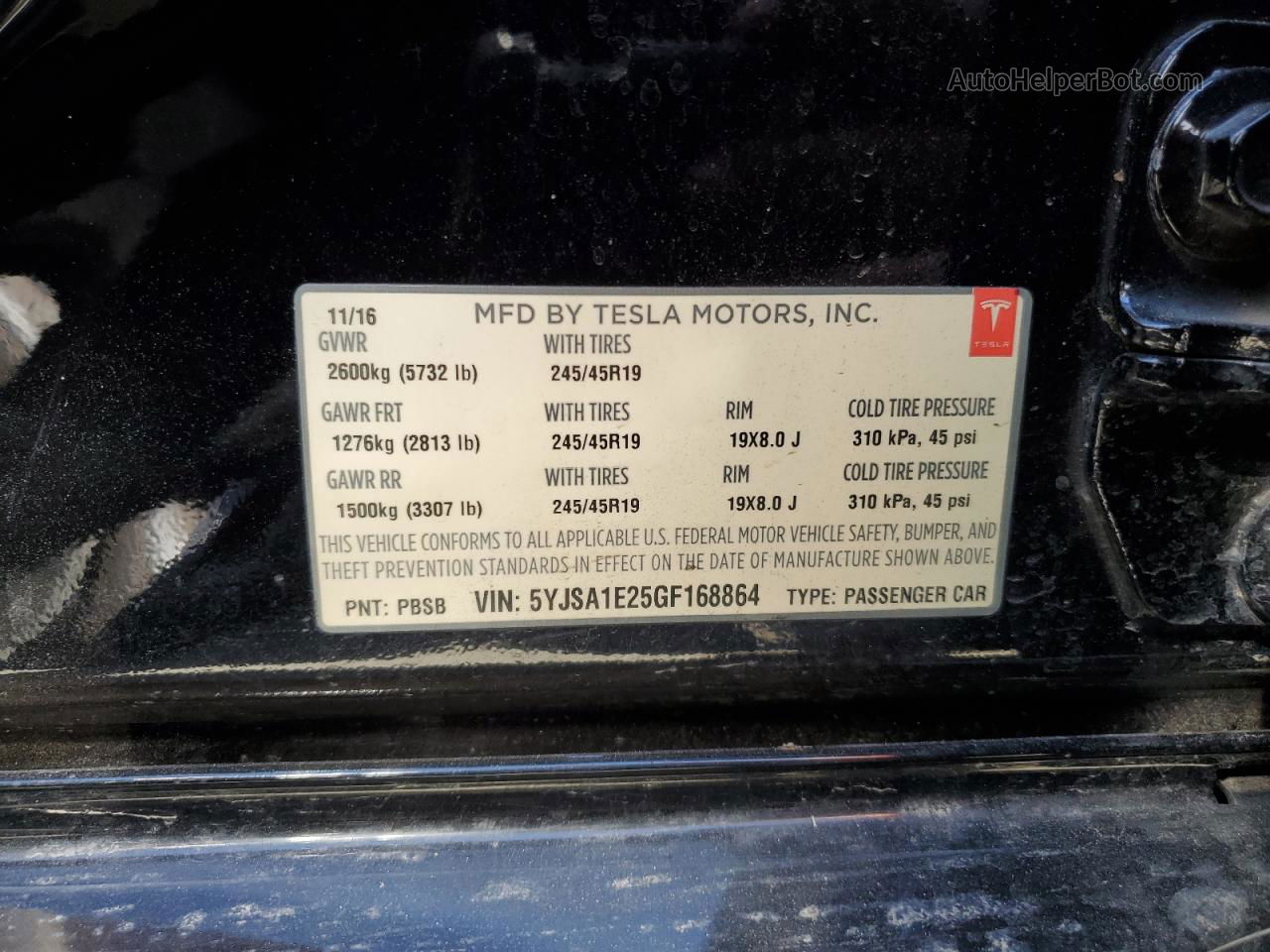 2016 Tesla Model S  Black vin: 5YJSA1E25GF168864