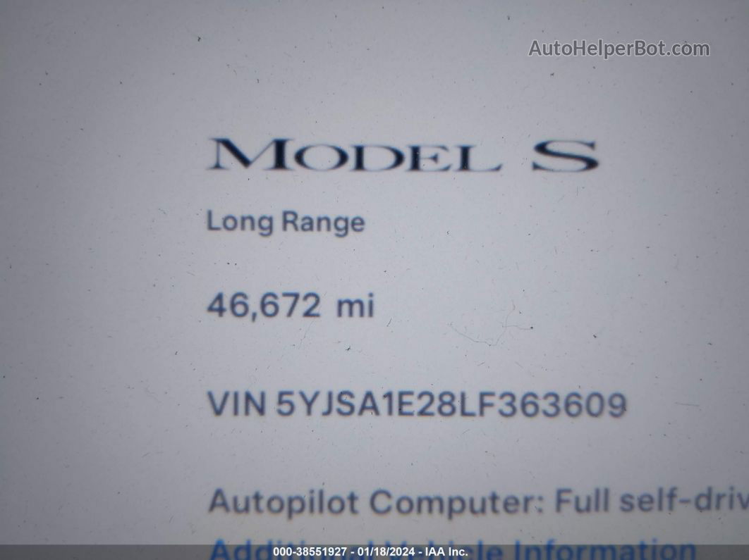 2020 Tesla Model S Long Range Dual Motor All-wheel Drive/long Range Plus Dual Motor All-wheel Drive Blue vin: 5YJSA1E28LF363609