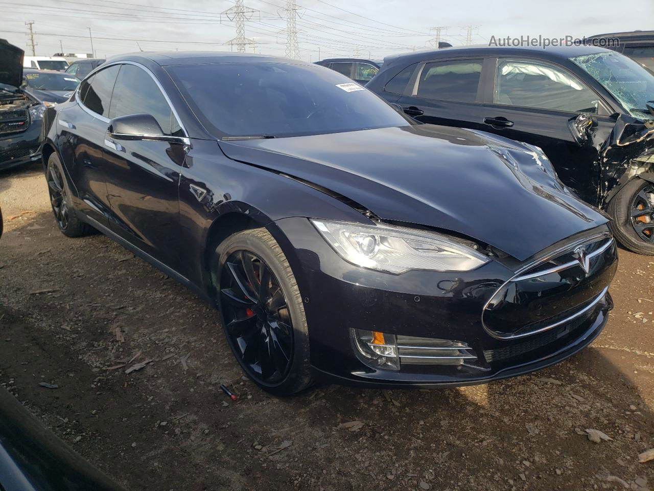 2015 Tesla Model S  Черный vin: 5YJSA1E42FF116351