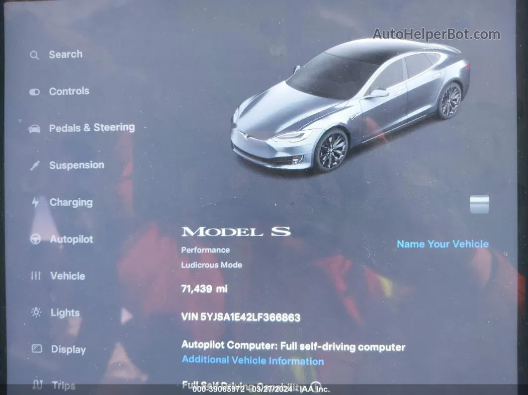 2020 Tesla Model S Performance Dual Motor All-wheel Drive Синий vin: 5YJSA1E42LF366863