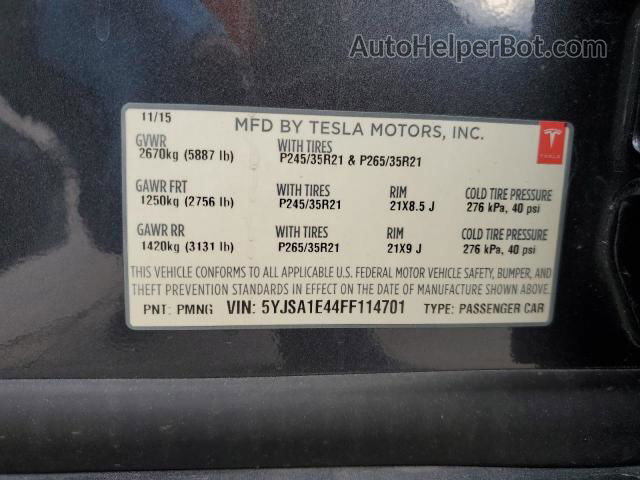 2015 Tesla Model S  Gray vin: 5YJSA1E44FF114701