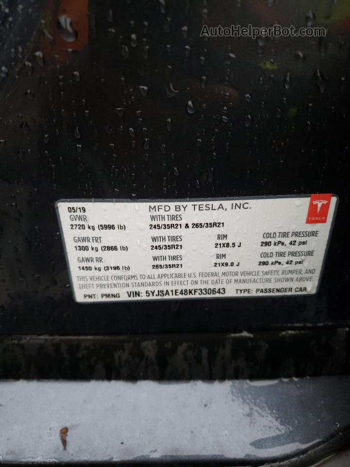 2019 Tesla Model S  Угольный vin: 5YJSA1E48KF330643