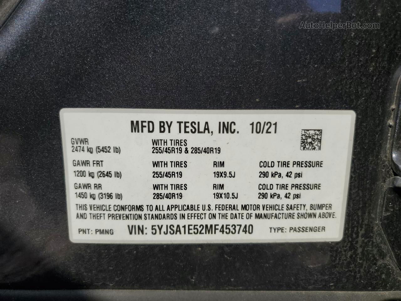 2021 Tesla Model S  Gray vin: 5YJSA1E52MF453740