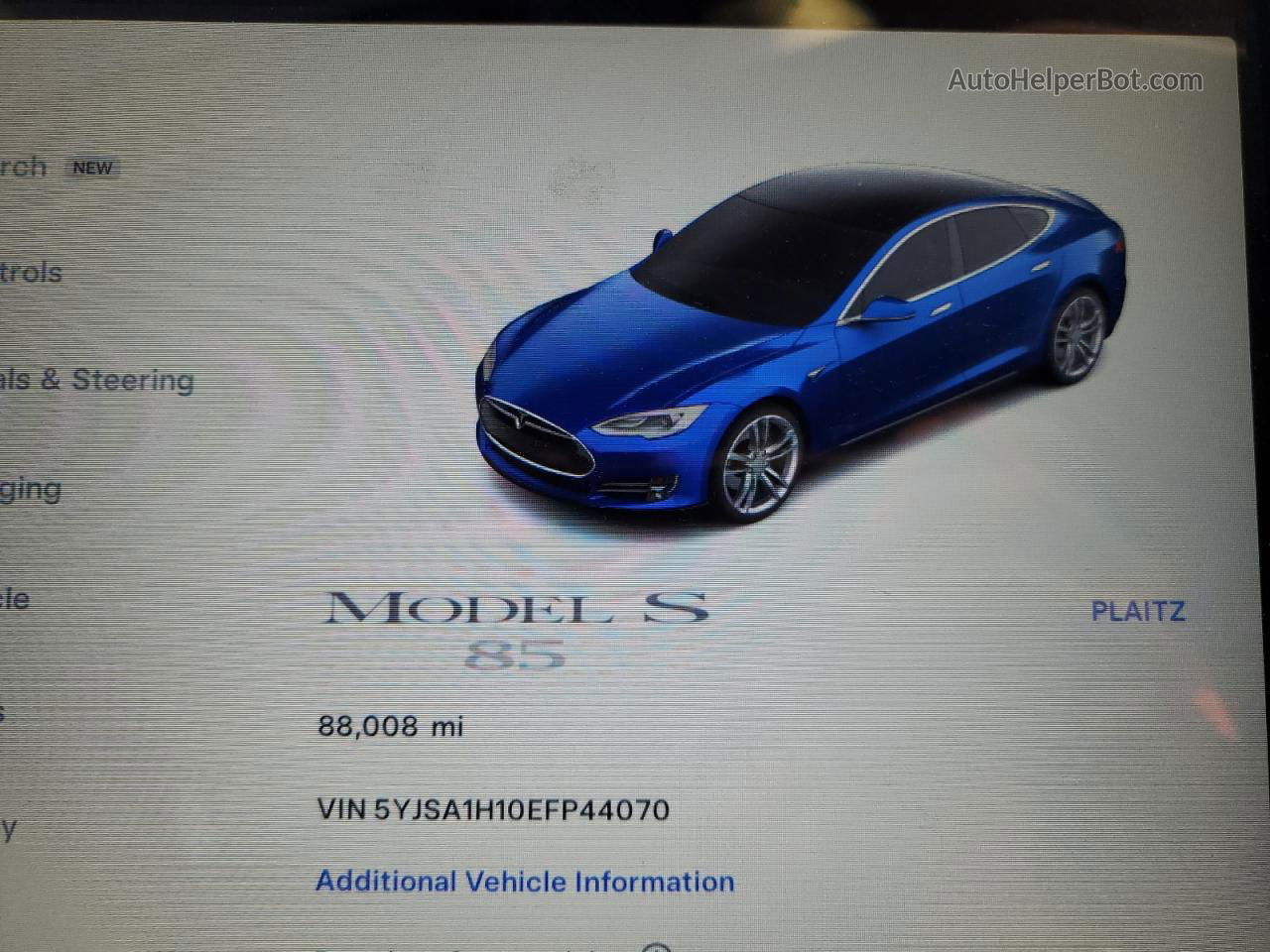 2014 Tesla Model S  Синий vin: 5YJSA1H10EFP44070