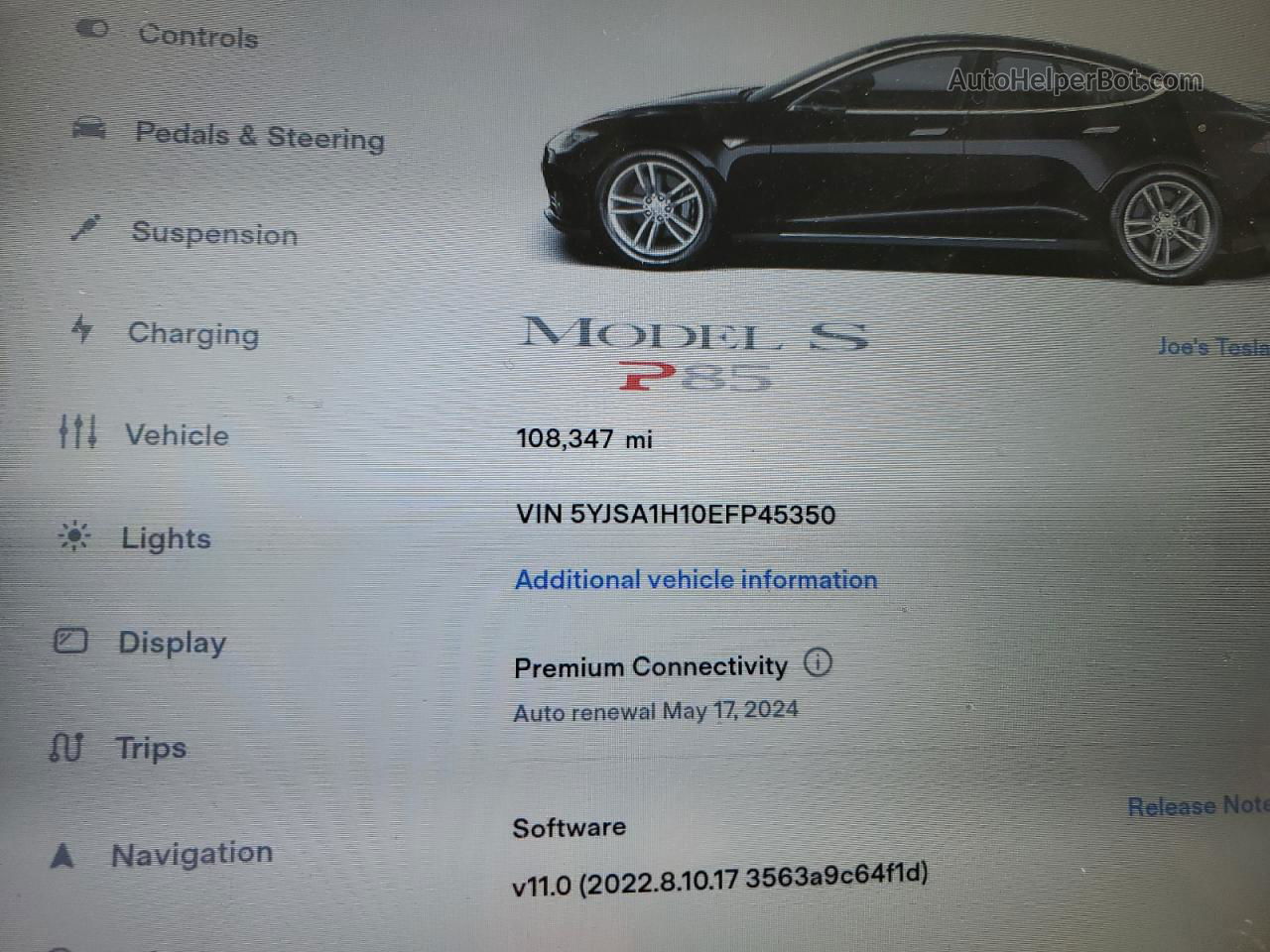 2014 Tesla Model S  Black vin: 5YJSA1H10EFP45350