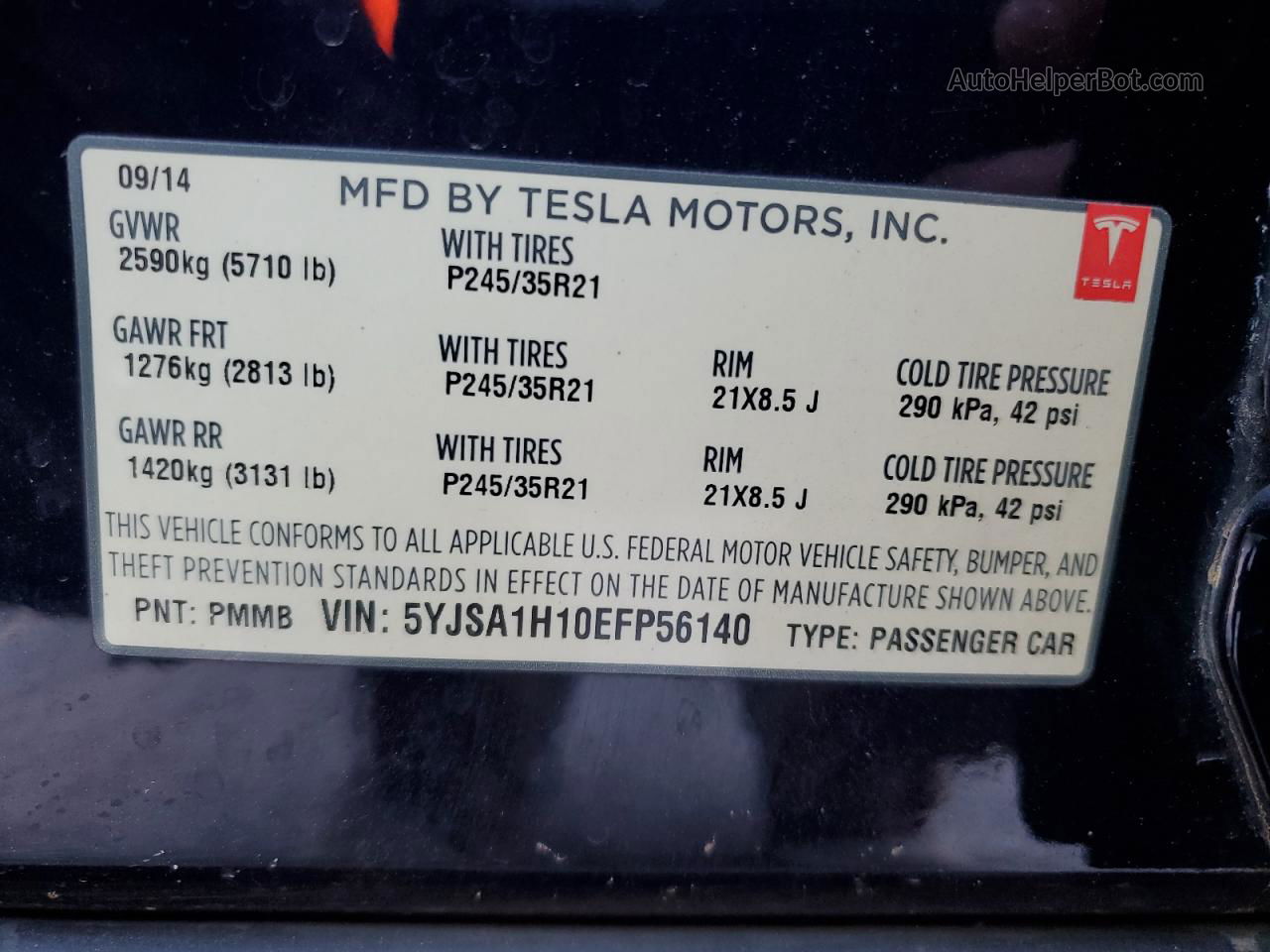 2014 Tesla Model S  Blue vin: 5YJSA1H10EFP56140