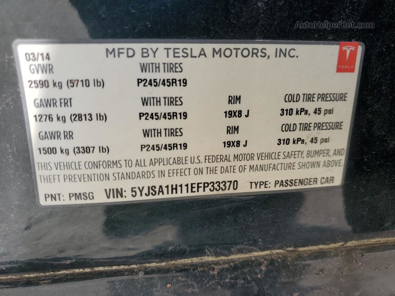 2014 Tesla Model S  Green vin: 5YJSA1H11EFP33370