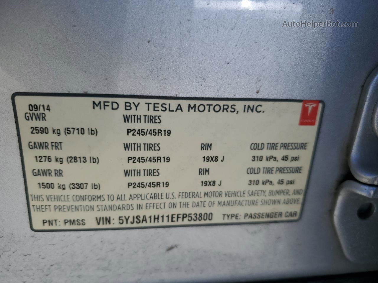 2014 Tesla Model S  Серебряный vin: 5YJSA1H11EFP53800