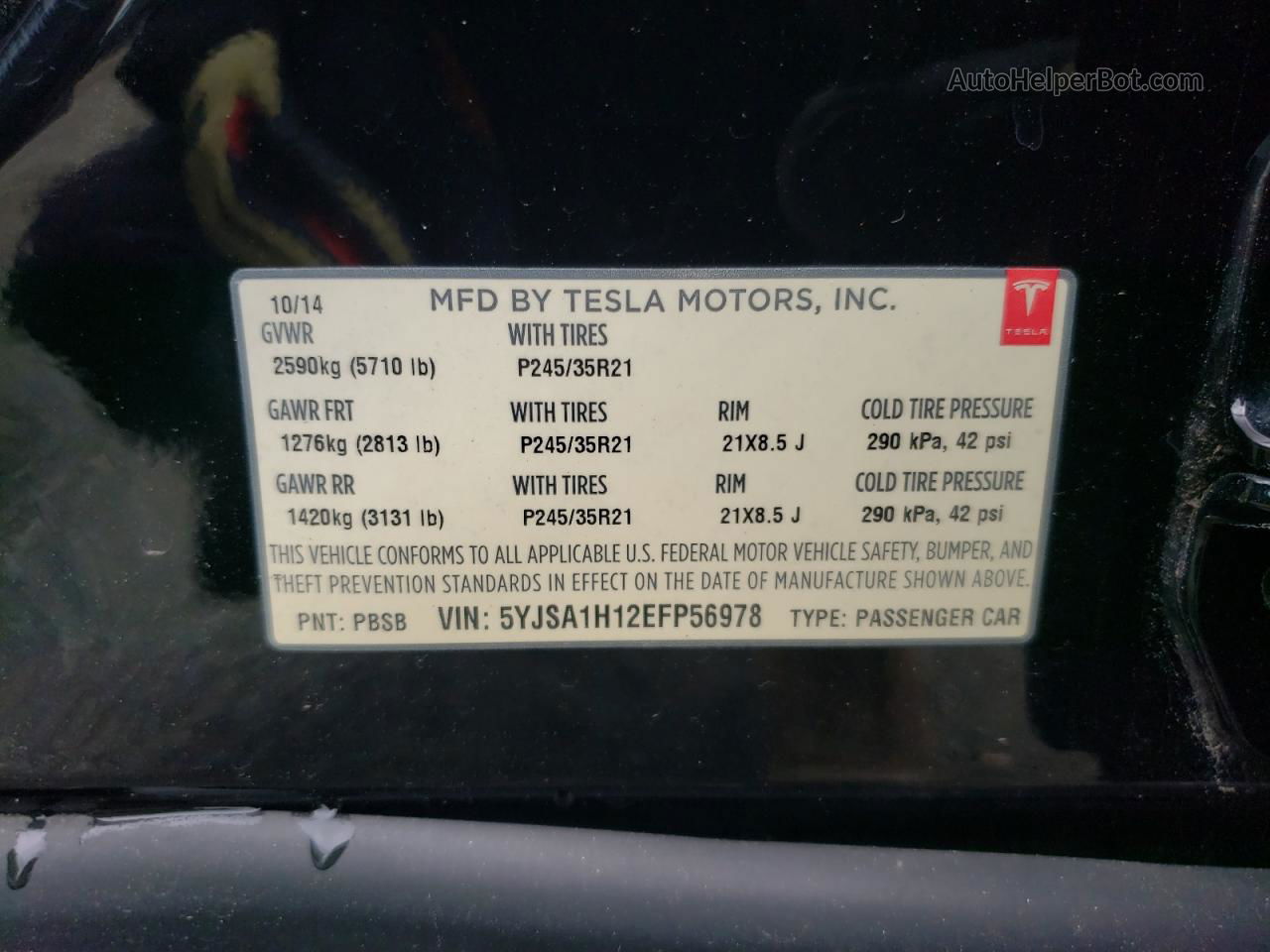 2014 Tesla Model S  Black vin: 5YJSA1H12EFP56978