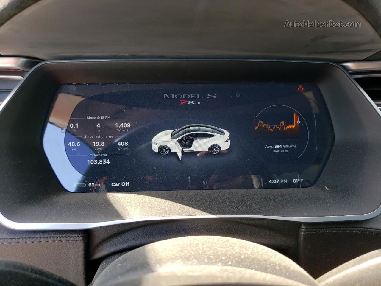 2014 Tesla Model S  Белый vin: 5YJSA1H12EFP63915