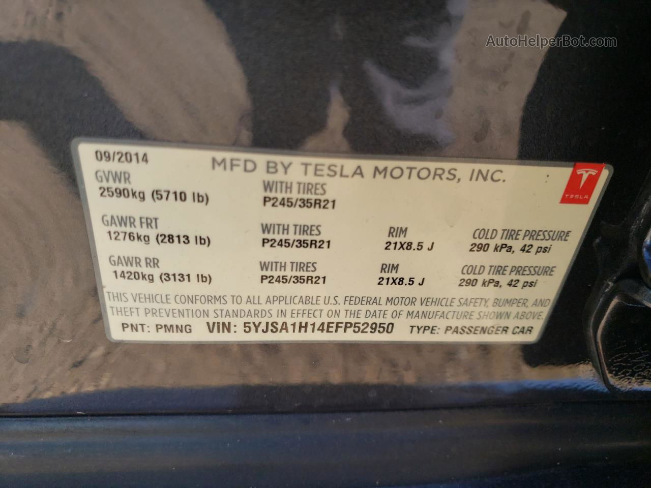 2014 Tesla Model S  Charcoal vin: 5YJSA1H14EFP52950