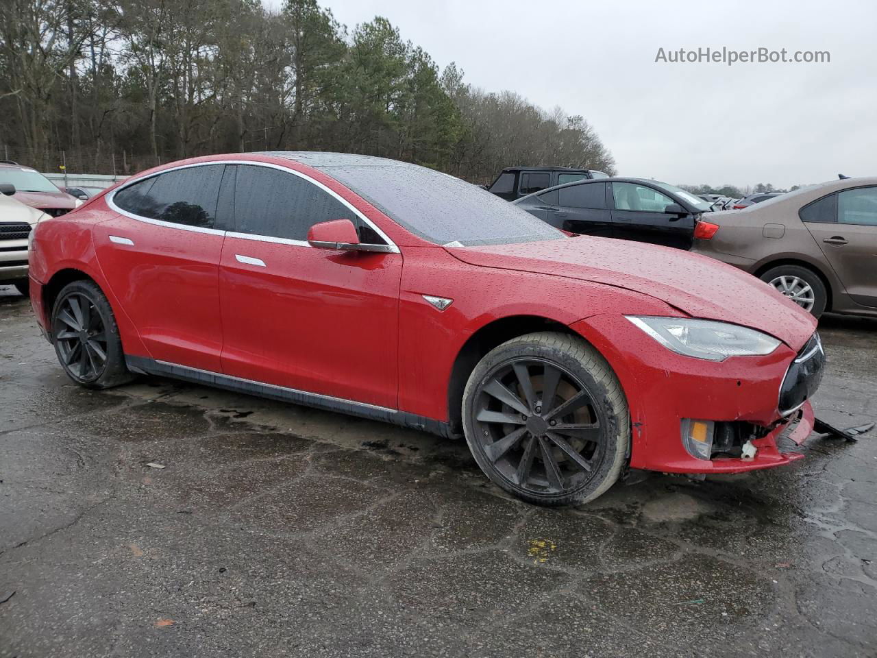 2014 Tesla Model S  Red vin: 5YJSA1H15EFP47871