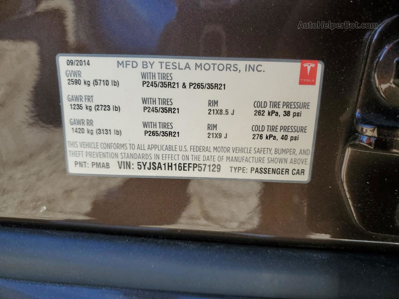 2014 Tesla Model S  Brown vin: 5YJSA1H16EFP57129