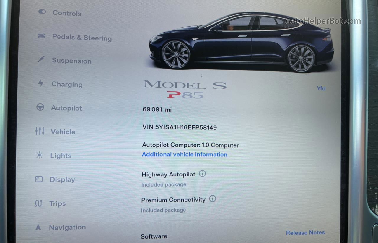 2014 Tesla Model S  Blue vin: 5YJSA1H16EFP58149