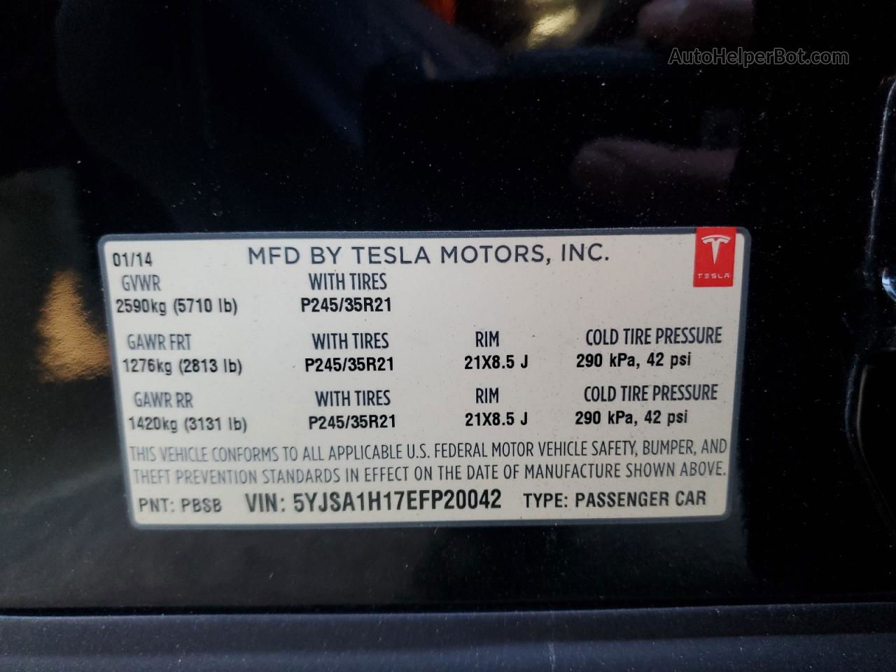 2014 Tesla Model S  Black vin: 5YJSA1H17EFP20042