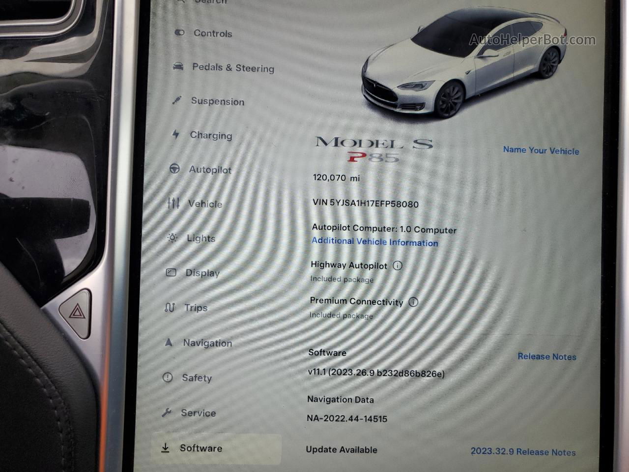 2014 Tesla Model S  Белый vin: 5YJSA1H17EFP58080