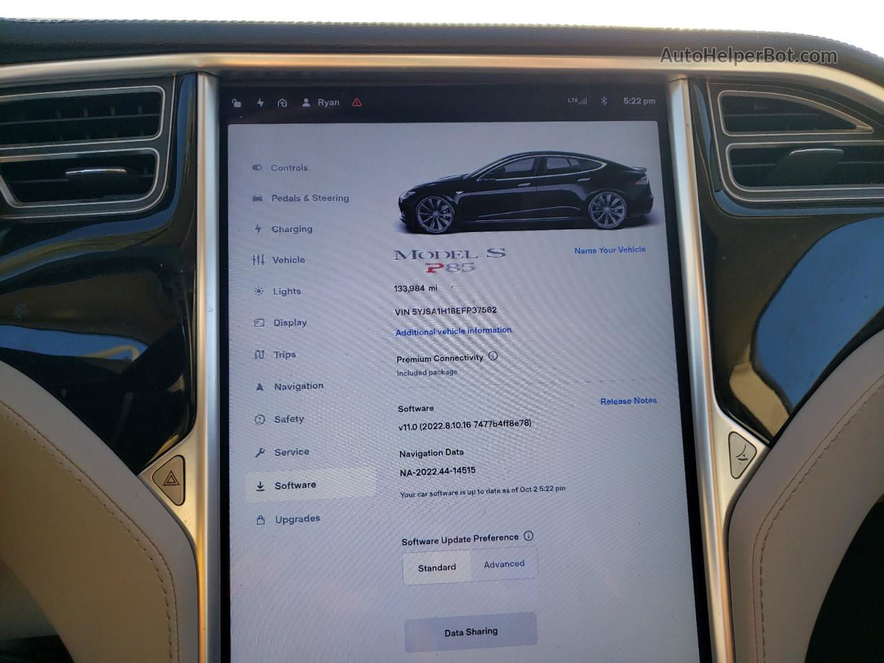 2014 Tesla Model S  Черный vin: 5YJSA1H18EFP37562