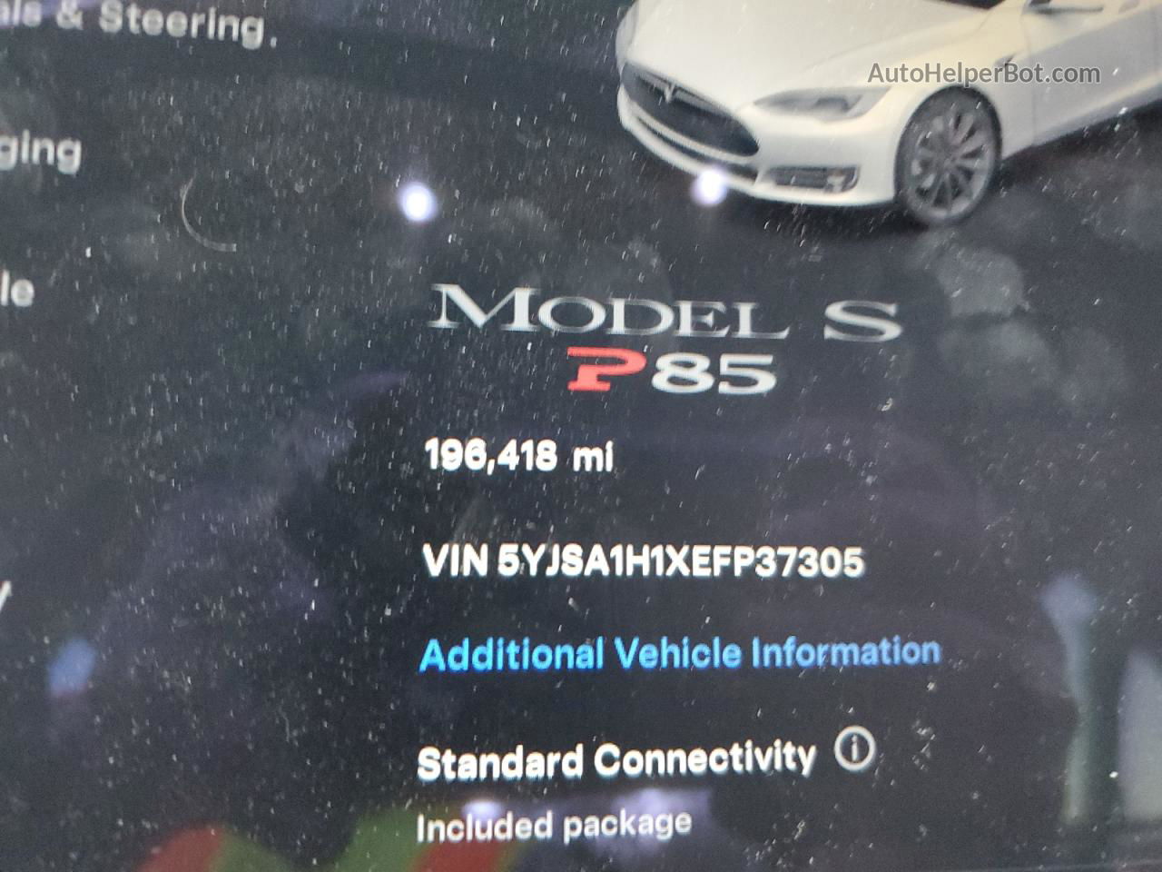 2014 Tesla Model S  White vin: 5YJSA1H1XEFP37305