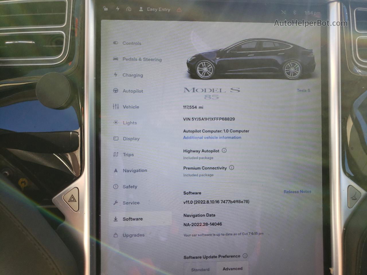 2015 Tesla Model S 85 Синий vin: 5YJSA1H1XFFP68829