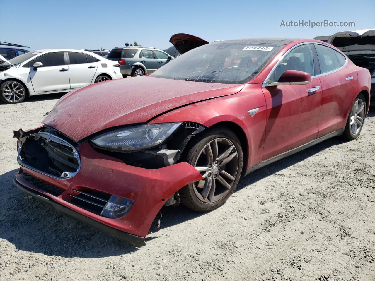 2015 Tesla Model S 85 Red vin: 5YJSA1H1XFFP76350