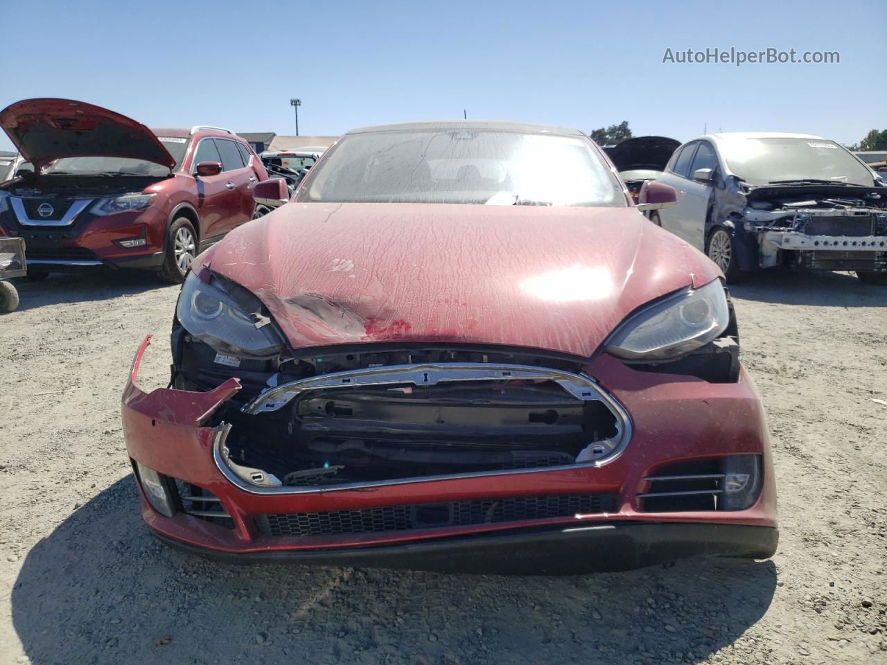 2015 Tesla Model S 85 Red vin: 5YJSA1H1XFFP76350