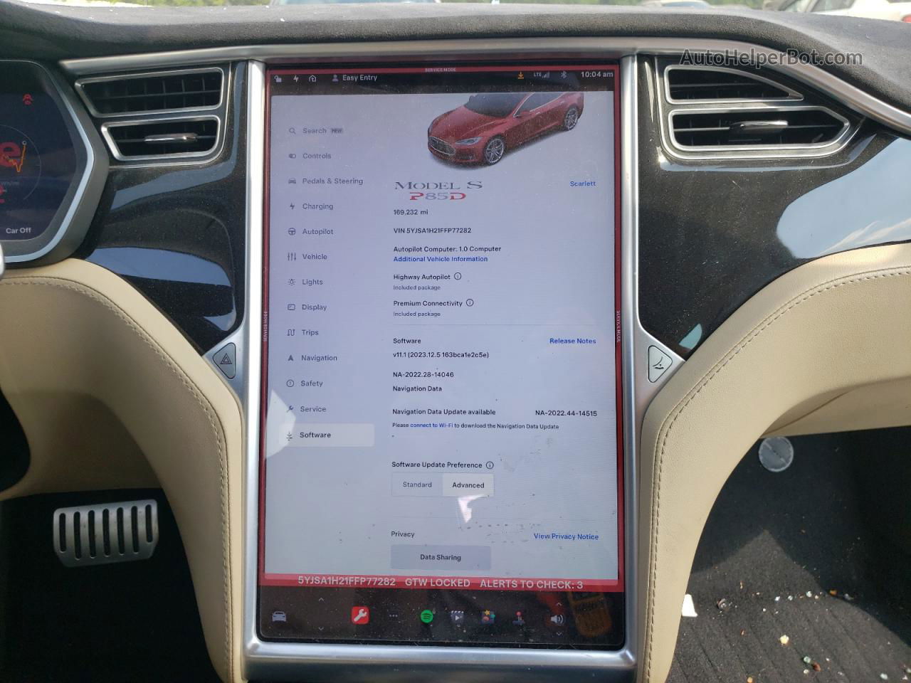 2015 Tesla Model S 85d Красный vin: 5YJSA1H21FFP77282