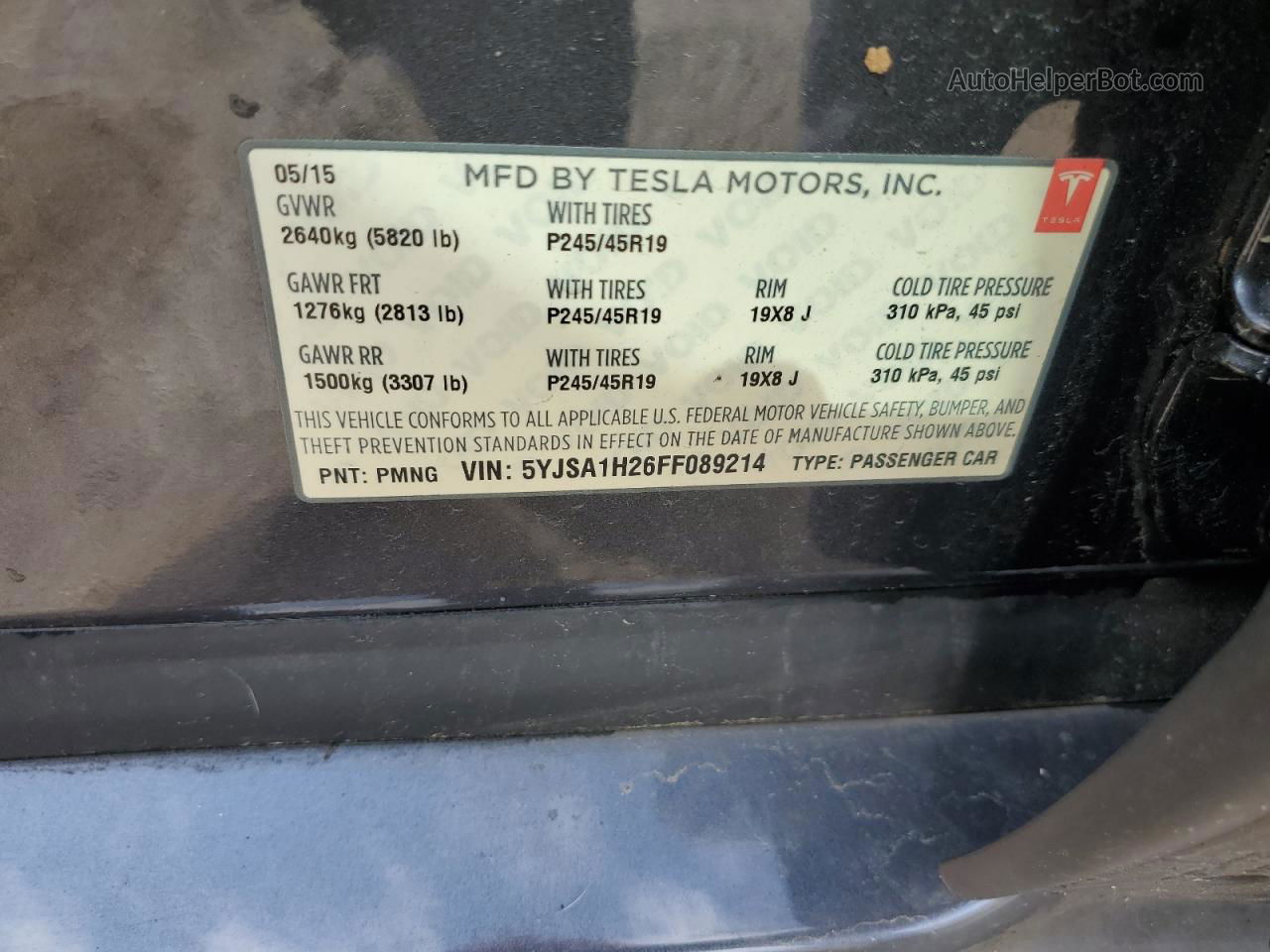 2015 Tesla Model S 85d Gray vin: 5YJSA1H26FF089214