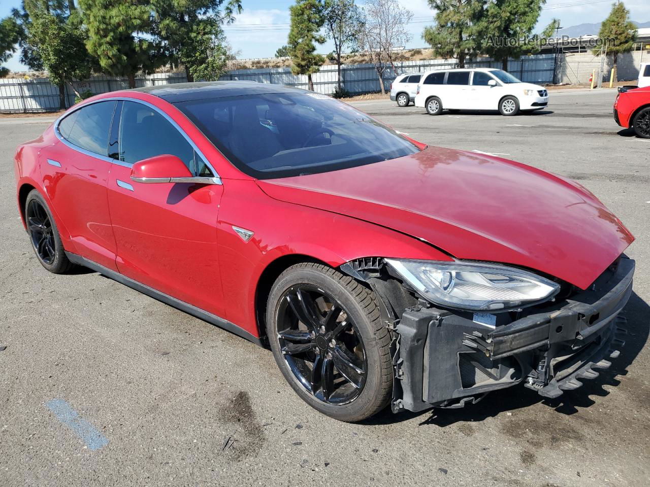 2015 Tesla Model S 85d Red vin: 5YJSA1H2XFF086414