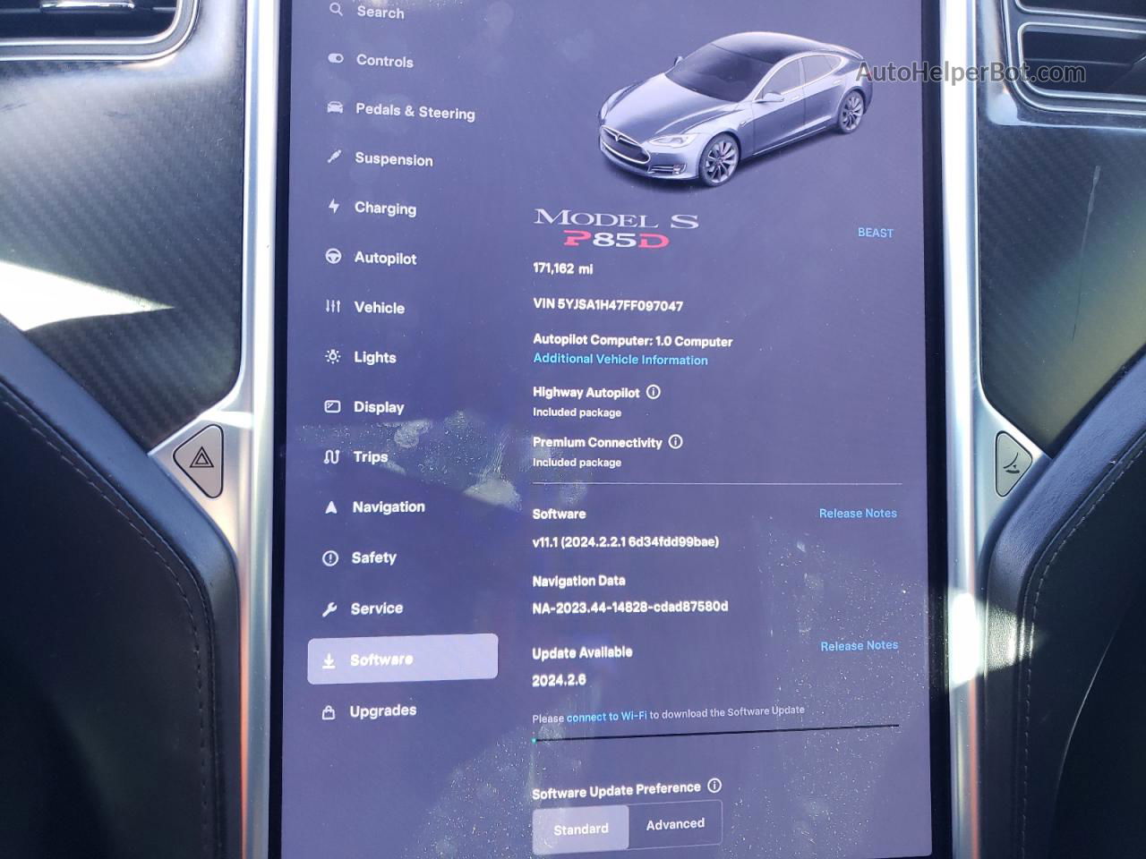 2015 Tesla Model S P85d Серый vin: 5YJSA1H47FF097047