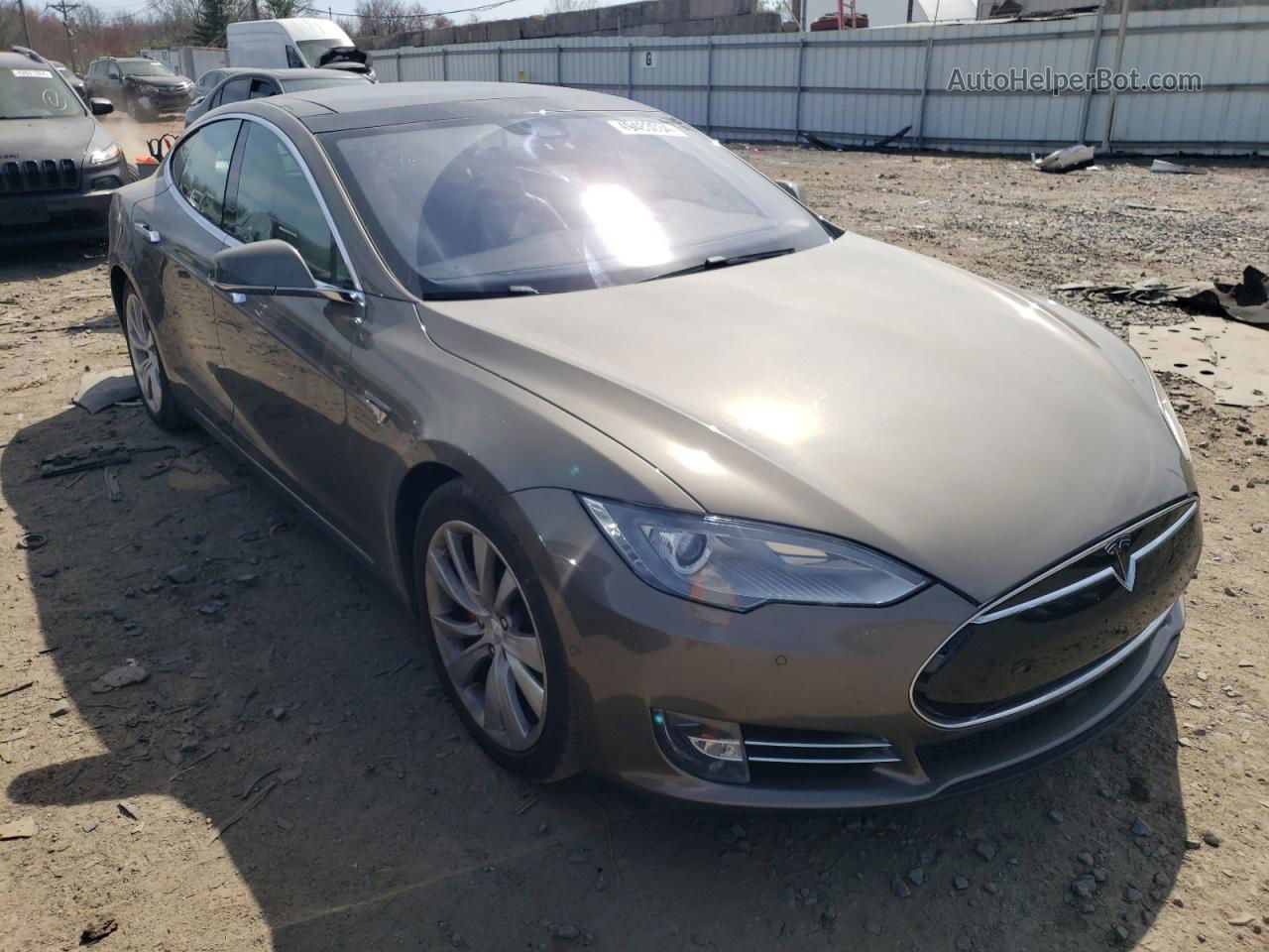 2015 Tesla Model S P85d Beige vin: 5YJSA1H49FF082517