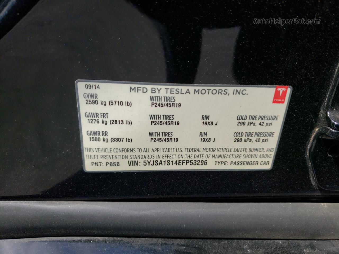 2014 Tesla Model S  Black vin: 5YJSA1S14EFP53296