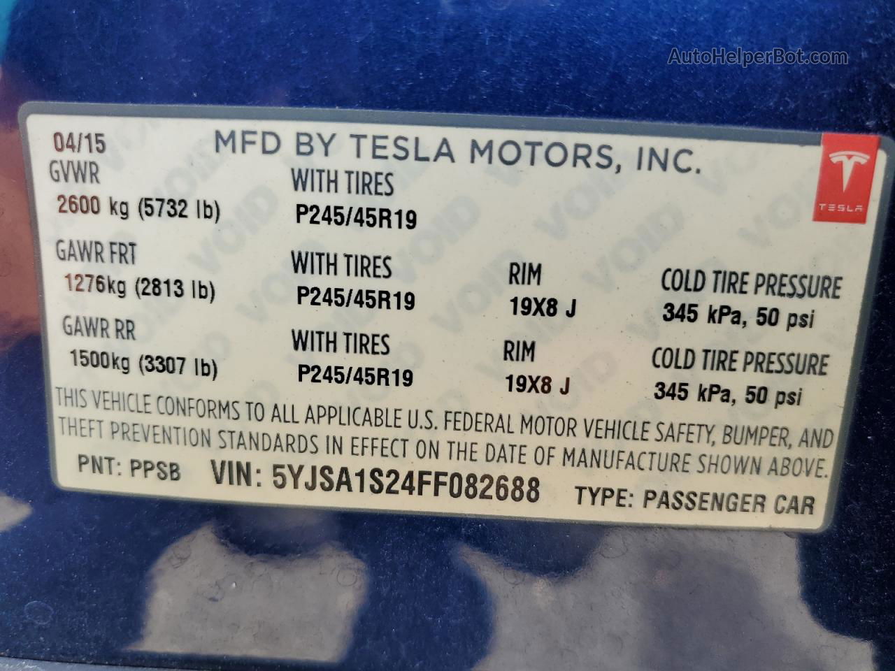 2015 Tesla Model S 70d Blue vin: 5YJSA1S24FF082688