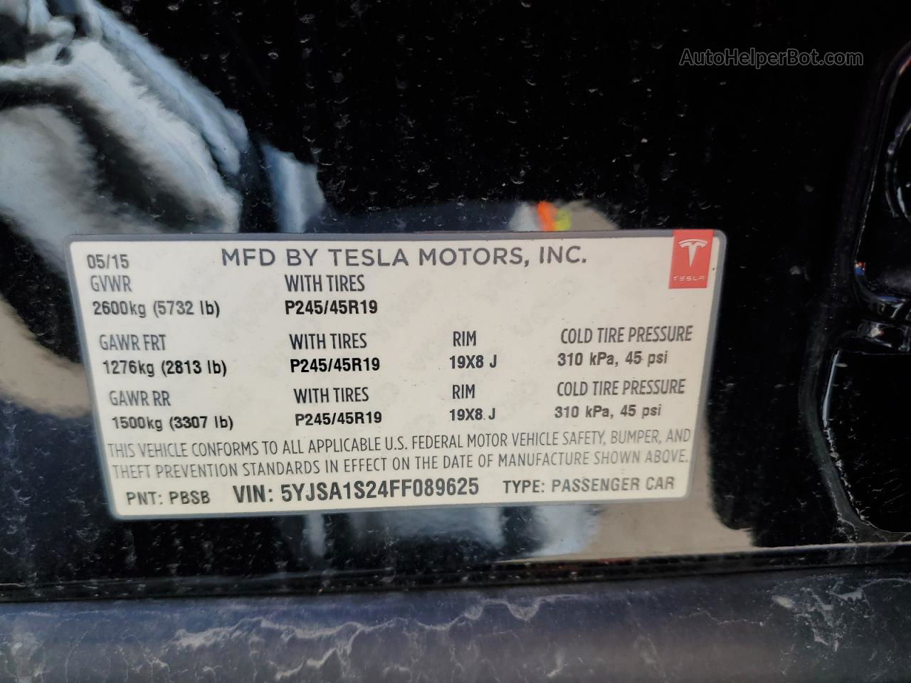 2015 Tesla Model S 70d Black vin: 5YJSA1S24FF089625