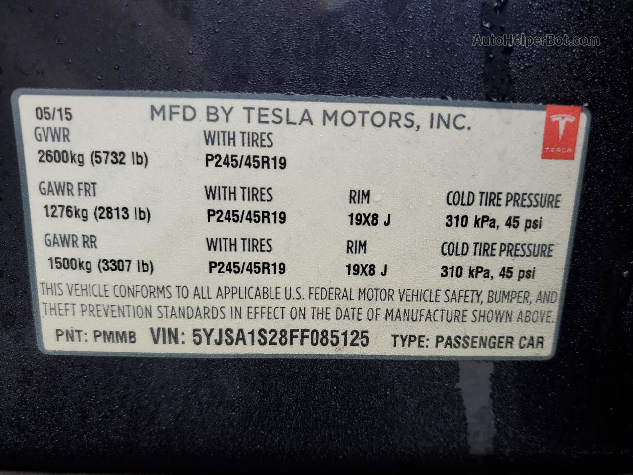 2015 Tesla Model S 70d Blue vin: 5YJSA1S28FF085125