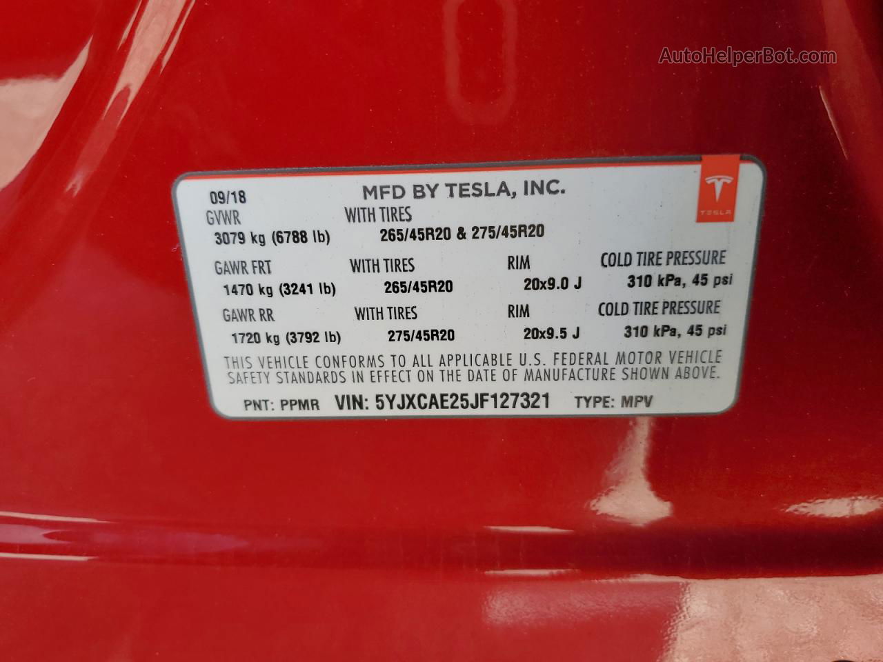 2018 Tesla Model X  Red vin: 5YJXCAE25JF127321