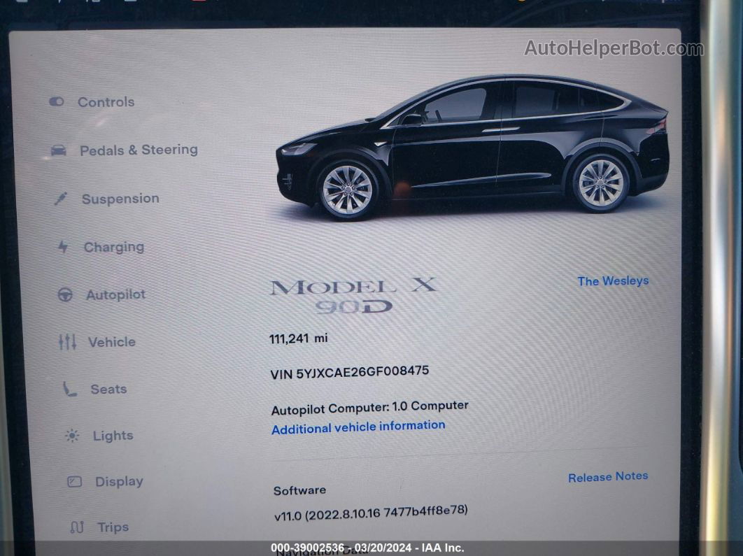 2016 Tesla Model X 60d/70d/75d/90d Green vin: 5YJXCAE26GF008475