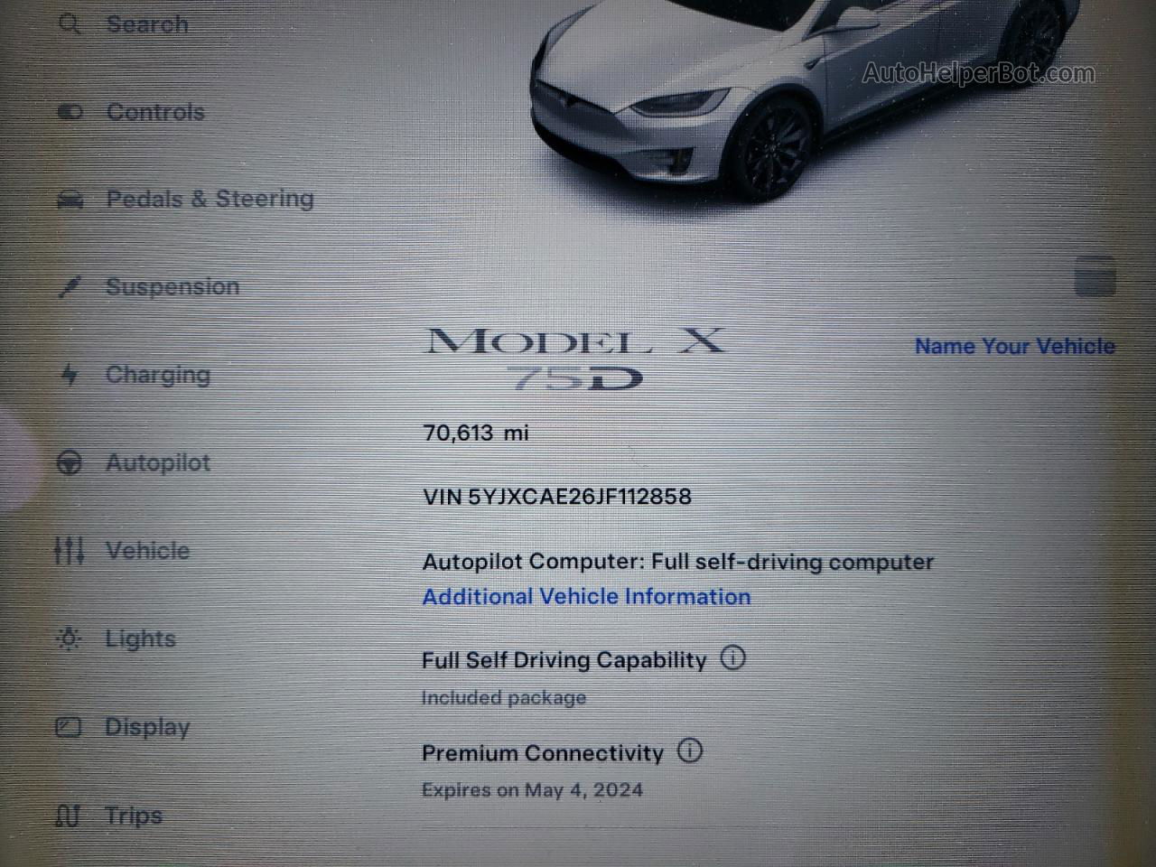 2018 Tesla Model X  White vin: 5YJXCAE26JF112858