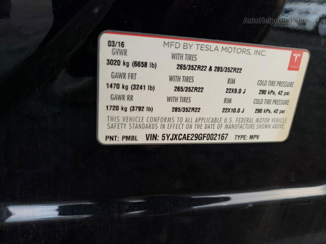 2016 Tesla Model X  Black vin: 5YJXCAE29GF002167