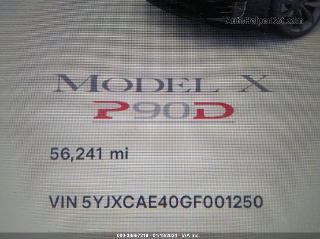 2016 Tesla Model X 60d/p100d/p90d Черный vin: 5YJXCAE40GF001250