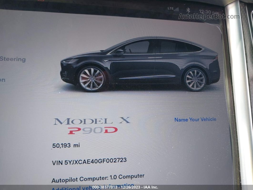 2016 Tesla Model X 60d/p100d/p90d Gray vin: 5YJXCAE40GF002723