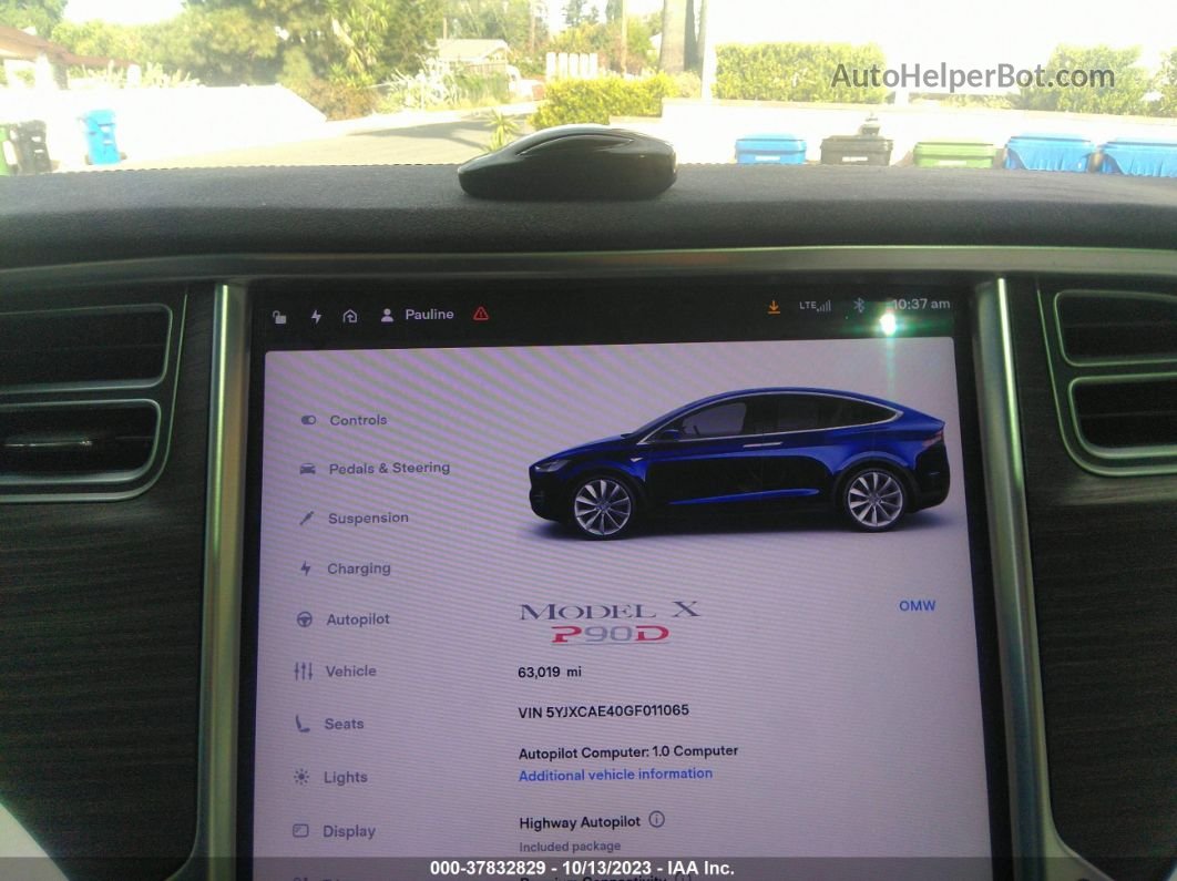 2016 Tesla Model X 60d/p100d/p90d Синий vin: 5YJXCAE40GF011065