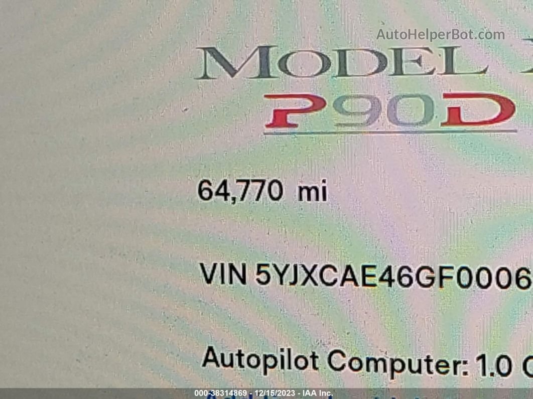 2016 Tesla Model X   Черный vin: 5YJXCAE46GF000684