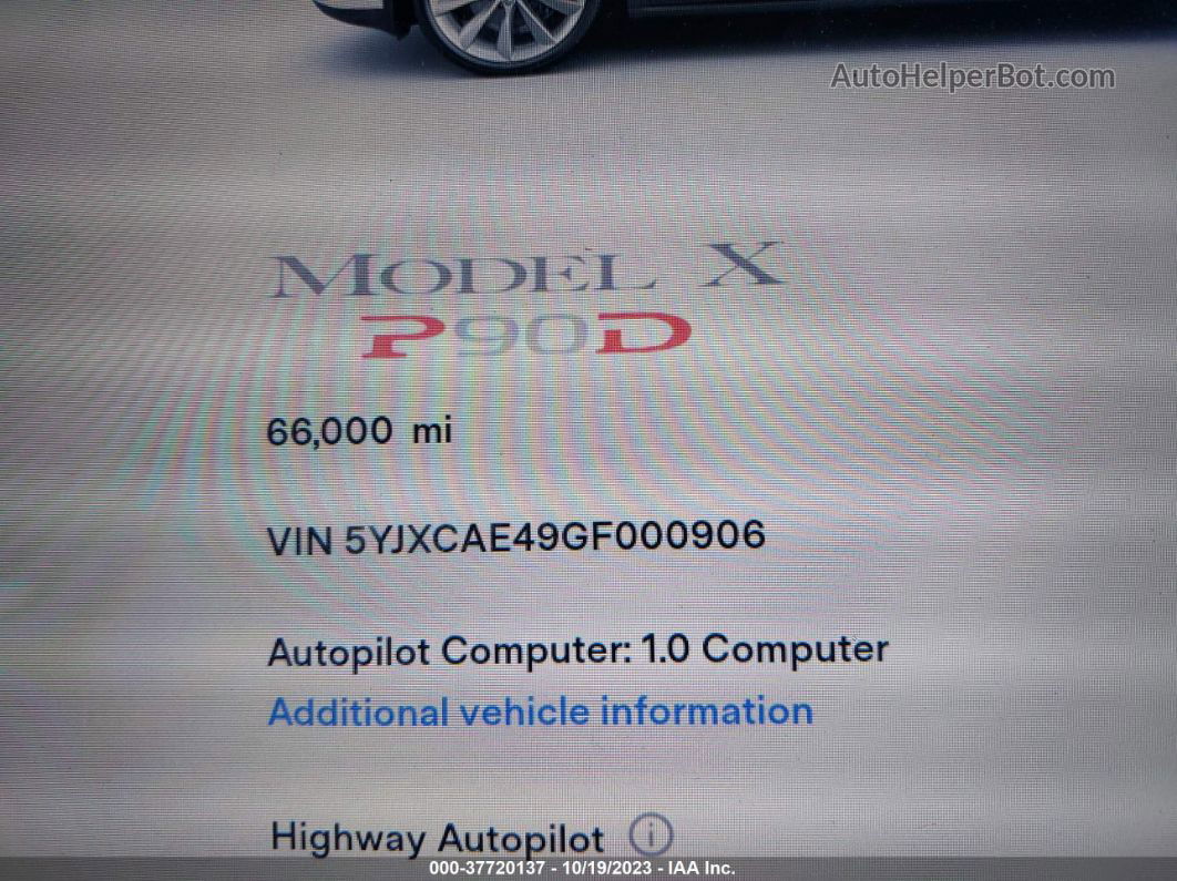 2016 Tesla Model X P90d/60d/p100d Белый vin: 5YJXCAE49GF000906