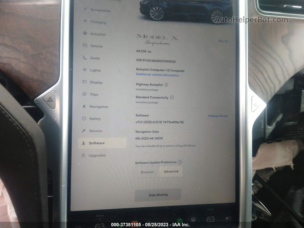 2016 Tesla Model X P90d/60d/p100d Синий vin: 5YJXCAE4XGFS00032