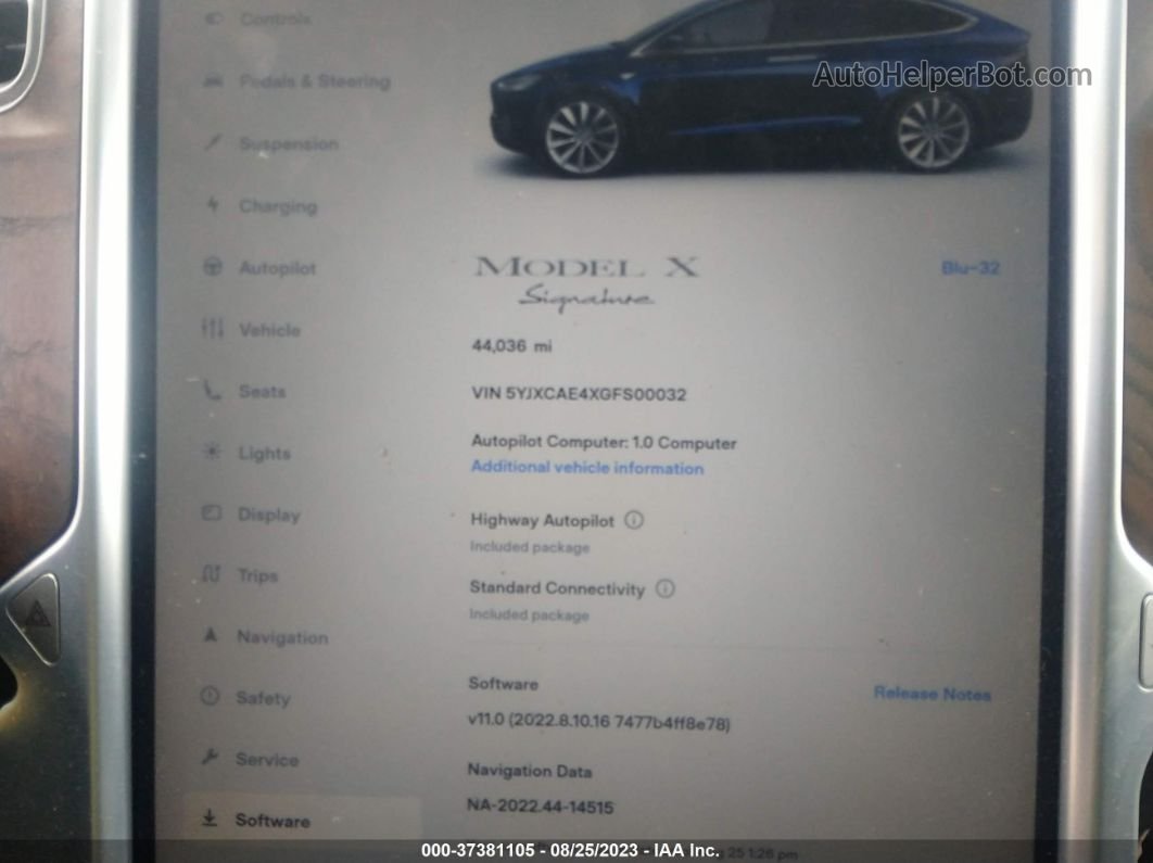 2016 Tesla Model X P90d/60d/p100d Синий vin: 5YJXCAE4XGFS00032