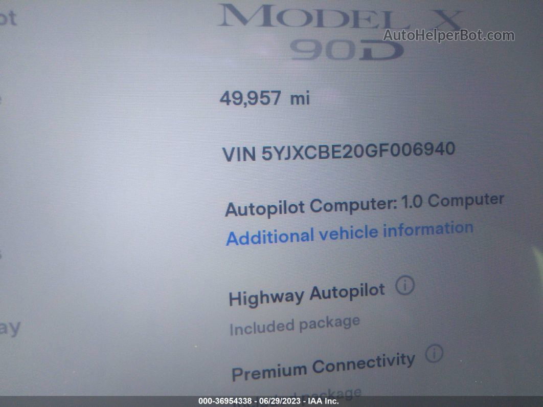 2016 Tesla Model X 70d/90d/75d/60d/p100d Белый vin: 5YJXCBE20GF006940